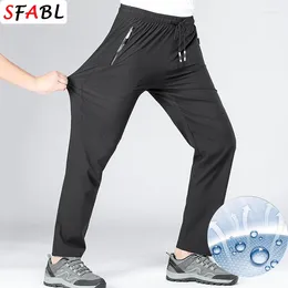 Men's Pants 5XL Zipper Pockets Trousers Men Summer High Stretch Outdoor Sport Hiking Joggers Sweatpants Thin Quick Dry