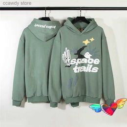 Men's Hoodies Sweatshirts Foam Print Broken Planet Space Trails Hoodie Men Women Light Grn Hip Hop Pullovers Fece H240507