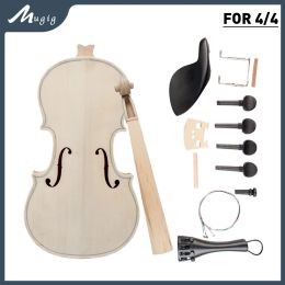 Accessories Mugig 4/4 3/4 1/2 1/4 1/8 Size Natural Solid Wood Acoustic DIY Violin Kit Spruce Maple Fiddle Neck Aluminium Alloy Tailpiece SET