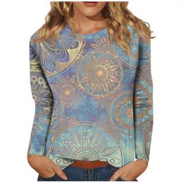 Women's T Shirts 2024 Long Sleeve For Women Cute Print Graphic Tees Blouses Casual Plus Size Basic PulloverVersatile Shirt Styles
