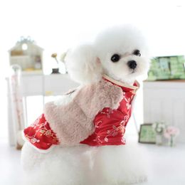 Dog Apparel Tang Suit Soft Winter Costume Exquisite Pattern Pet Cotton Clothes Clothing Jacket