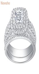 Newshe 925 Sterling Silver Halo Wedding Ring Set For Women Elegant Jewellery Princess Cut Cubic Zirconia Engagement Rings J01128653930