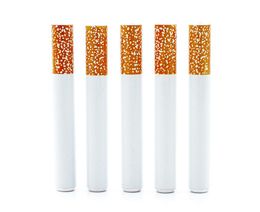 Cigarette Shape Smoking Pipes Ceramic Cigarette Hitter Pipe Yellow Filter Color100pcsbox 78mm 55mm One Hitter Bat Metal Tobacco P3929231