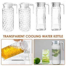 Water Bottles 2pcs Jar With Lid 1.1l Ribbed Design Bpa-Free Clear Pitcher Vented Fridge For