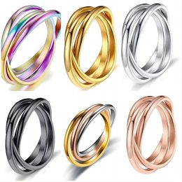 Three ring Colour full sky star love rings for womens new stainless steel Colour resistant fashion titanium steel gold and silver rose gold fashion trend