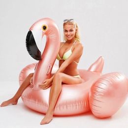 Rose Gold 150cm Giant Inflatable Flamingo Pool Floating Row Pink RideOn Swimming Ring For Adults Summer Water Holiday Party Toy 240506