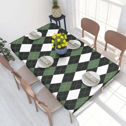Table Cloth Green And Black Argyle Pattern Rectangular Tablecloth Oilproof 4FT Covers