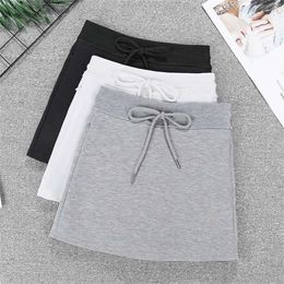 Skirts Solid High Waist Grey Mini Pencil Skirts Korean Summer Autumn Fashion New Wrap Hip Skirt for Women Slim Sports Skirt