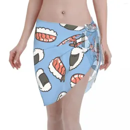 Sexy Women Onigiri Polyester Pareo Swimwear Cover Ups Sushi Food Cute Skirt Bikini Up Beach Dress