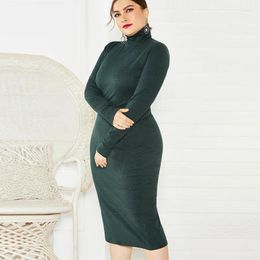 Casual Dresses Turtleneck Women Sweater Dress Autumn Winter Thick Knee-Length Long Female Warm