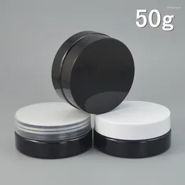 Storage Bottles 50grams Black PET Jar Pot White Clear Lid Cream Mask Gel Essence Mlisturizer Emulsion Wax Skin Care Cosmetic Packing