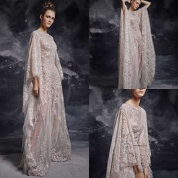 2020 Modest Elegant Krikor Jabotian Jewel Long Sleeve A Line Evening Sequins Lace Applique Formal Dresses Floor Length Party Gown 0431