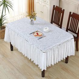 Table Cloth 90x150cm Tea Tablecloth Family Living Room Restaurant White Lace Fabric Cover DiningTable Skirt Design Decorate