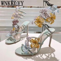 Sandals Lace Flower Crystal Decorative Women's Shiny Snake Shaped Elastic Strap Decoration Shoulder Straps High Heels Summer