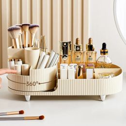 Organization 360° Rotating Makeup Brush Holder Cosmet Storag Box Luxury Makeup Organiser Lipsticks Make Up Container Vanity Organizer Box