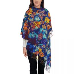 Scarves Fall Flower Scarf With Tassel Colourful Print Outdoor Shawl Wraps Women Design Autumn Luxury 2024 Foulard