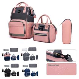 Bolsas de fraldas Lequeen 5 peças Bolsa de fraldas grávida multifuncional e bolsa de bebê Conjunto de mochila Mochila Substituição de carrinho de bebê Bagl240502