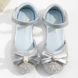 Sandals Sweet Princess Shoes for Girls Glitter Sequins Kids Flats Sandals Fashion Versatile Elegant Children Party Dress Single Shoes