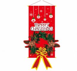 Hanging Decoration Gifts Wall Flag Cloth Door Banner Window Reusable Ornaments Party Home Santa Claus Christmas Christmas Home Dec1807824