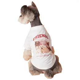 Dog Apparel Clothes Schnauzer Teddy York Summer White Black Shirt Pet T-Shirt Costume Soft Cotton Suit For Puppy