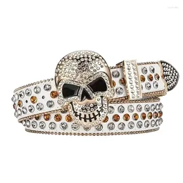 Belts Trendy And Personalized Belt Women's Punk Style Girl's Unique Skull Rivet Water Diamond Gothic