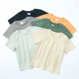 T-shirts Korean Style Summer Kid Toddler Little Boys Girls Loose Cute Top T-Shirts Childrens Clothes Solid O-neck Short Sleeve Tee 1-9T H240507