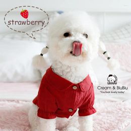 Dog Apparel Pet Clothes Red Bubble Sleeves Shirt For Dogs Clothing Strawberry Pin Cat Small Cute Summer Girl Chihuahua Products 2024
