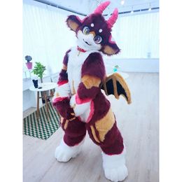 2024 High Quality Furry Fursuit Kawaii Horn Mascot Costume Anime Costume Christmas Halloween Advertising Birthday Party Free Shpping Adult Size