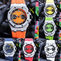 Watchmen Fashion Watch Automatic Quartz Movement Watch 45mm Hardlex Crystal Multicolor Watch Rubber Strip Chronograph Watch Montre de Luxe Sports Watch