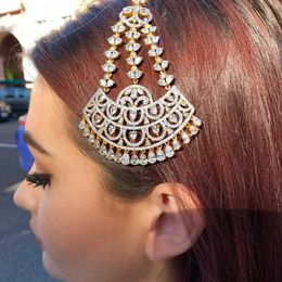 Headbands Stonefans Boho Tassel Head Chain Indian Womens Hair Accessories 2023 Design Crystal Bride Wedding Jewellery Q240506