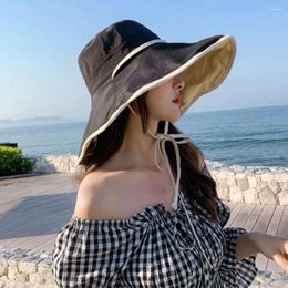 Wide Brim Hats Uv Protection Sun Hat Stylish Women's With Windproof Strap For Camping Beach Gardening Flat Top
