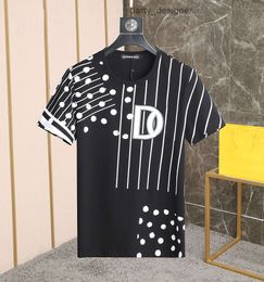and s Mens Designer t Shirt Italian Milan Fashion Polka Dot with Striped Print Tshirt Summer Black White Hip Hop Streetwear 100 Cotton Y8S3 NFUR