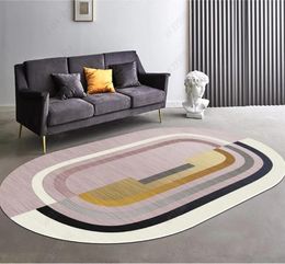 Modern minimalist crystal velvet rug oval bathroom antiskid floor mat living room bedroom floor mat decoration home carpet4113295