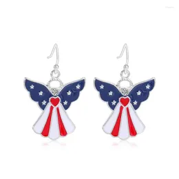 Dangle Earrings American Independence Day USA Flag Red Blue White National Pendants Butterfly Ear