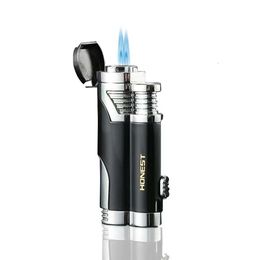 Double Jets Flame Cigar Torch Lighter Windproof Refillable Lighter With Cigar Cutter