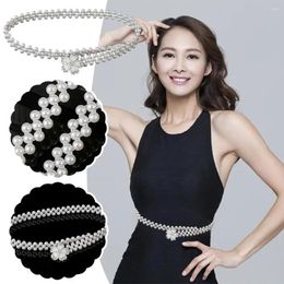 Belts Bow Tie Pearl Waist Chain Ladies With Large Pearls Slim Decoration Elastic Waistband Diamonds Matching Skirt And C8R4