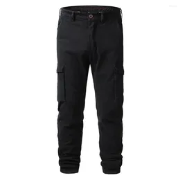 Men's Pants Elastic Cotton Cargo Men Overalls Tactical Workout Straight Trousers Outwear Casual Multi Pocket Baggy