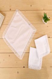 White Lace Thin Handkerchief Woman Wedding Gifts Party Decoration Cloth Napkins Plain Blank DIY Handkerchief 2525cm w00382 136 J4600172