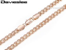 Chains Davieslee Necklace For Women 585 Rose Gold Filled Bismark Hammered Womens Necklaces Chain Cuban Rombo 345mm 4555cm GN4537062850