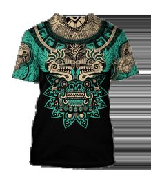 Summer Trend Harajuku Mexican Aztec Quetzon Mens Casual T-shirt Street Fashion Classic Retro O-neck Loose Senior 3D Printed Top 240506