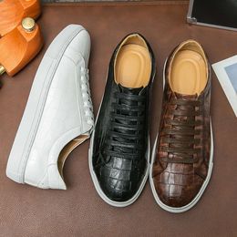 Casual Flat Leather Goods Consise Board-Shoes Lace-up Men's Comfortable Walking Shoes White Footwear Zapatos
