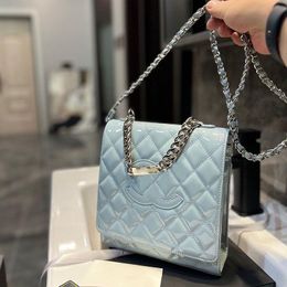 10A Fashion Flap Women Quilted 5 Bag Shiny Chain Leather Appliques Patent Nameplate Matelasse 20x22cm Silver Designer Purse Square Luxu Qpnt