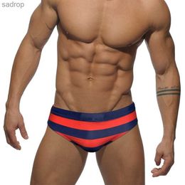 Men's Swimwear Sexy mens striped swimsuit summer low rise swimsuit raised cushion beach swimsuit fashionable mens sports mens surfing swimsuit XW