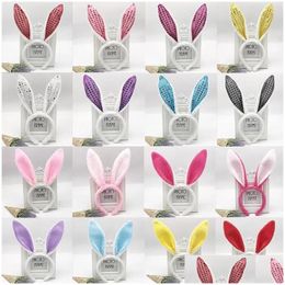 Headbands Rabbit Ear Headband Bunny Fluffy Hairband For Easter Holloween Party Sequin P Cosplay Makeup Woman Girl Hair Accessory Drop Dhaoh