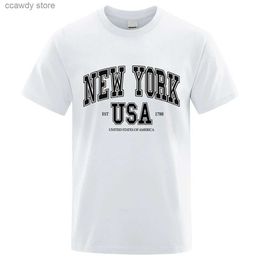 Men's T-Shirts New York Usa Est 1788 Strt City tter Tops Men O-Neck Shirt Summer Loose Clothing Cotton Oversize Luxury Tshirt Hip Hop H240507