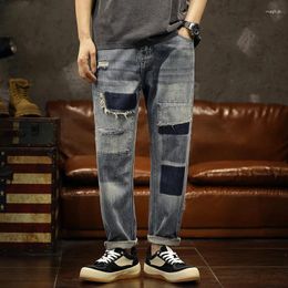 Men's Jeans Fashion All Conical Straight Tube Loose Brand American Retro For Men Spring And Autumn Nine Point Pants
