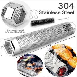 Sticks BBQ Grill Outdoor Camping Smoking Mesh Tube Smoke Generator Stainless Barbecue Pellet Smoker Kitchen Utensils Kitchen Gadgets