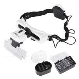 Illuminated Headband Magnifier with LED Light Lamp Jewellery Magnifying Glasses Loupe Third Hand f Soldering Tattoo Repairing Tool