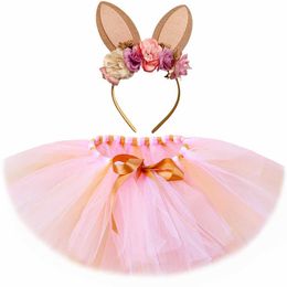 tutu Dress Baby Girls Easter Bunny Tutu Skirt Costume Fluffy Pink Tutu Toddler Girls Mini Tulle Skirts Rabbit Dress Up Outfit Kids Clothes d240507