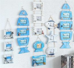 Mediterranean Wall Decoration Wooden Po Frame Threelink Pictures Frame Starfish Shell Craft Kids Room Decoration Accessories SH199867080